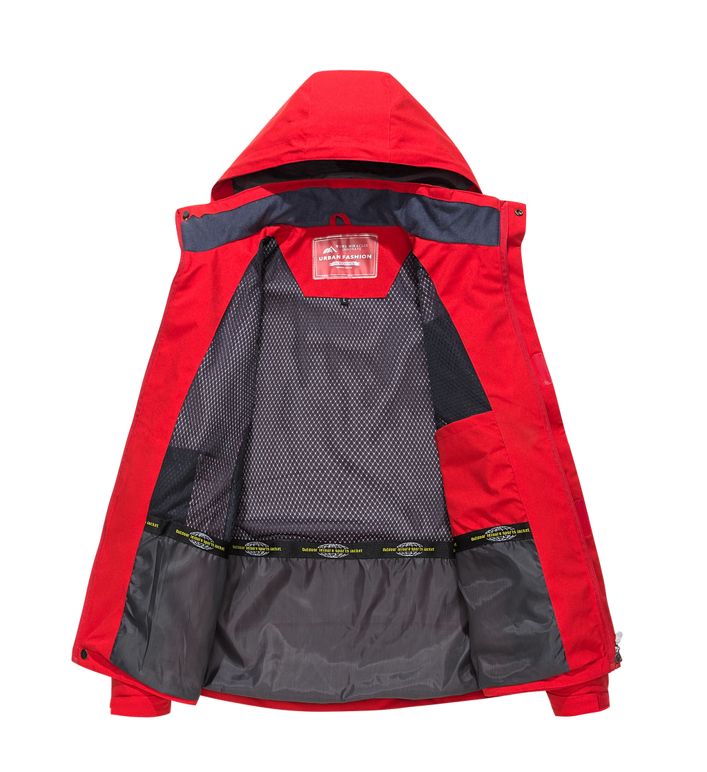 Men's waterproof hiking jacket pocket detail