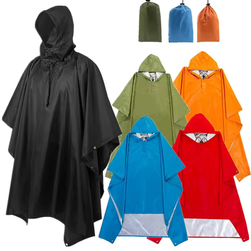 Packable waterproof rain poncho