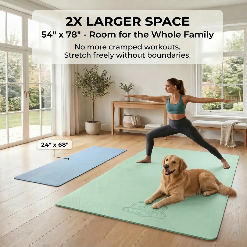 Yoga mat rolled and unrolled
