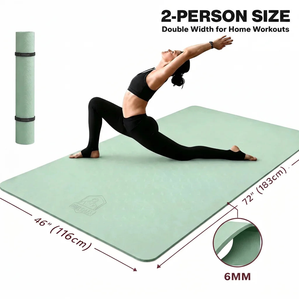 Extra-large TPE yoga mat, double width