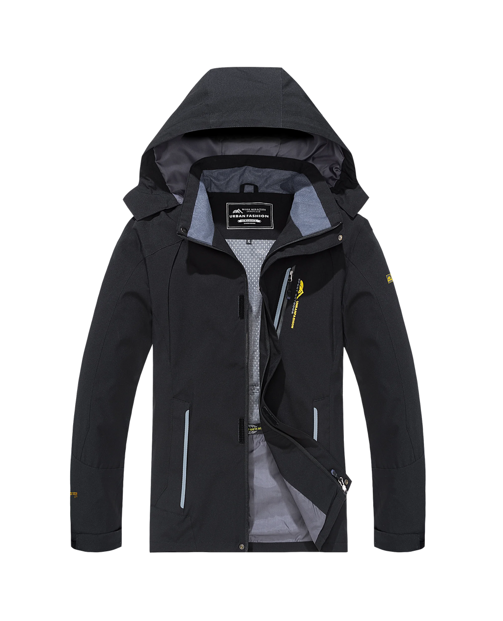 Men's waterproof hiking jacket cuff and hem detail